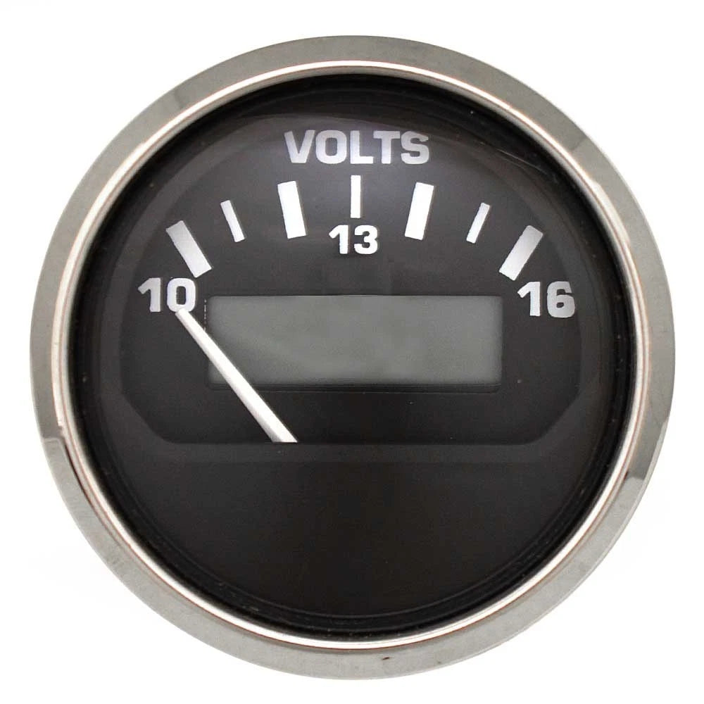 Faria Boat Volt Gauge GH0014A - Hour Meter 2 Inch Black Silver