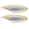 Four Winns Boat Raised Decals 055-2753 - 260 Gold - Silver - Blue Pair