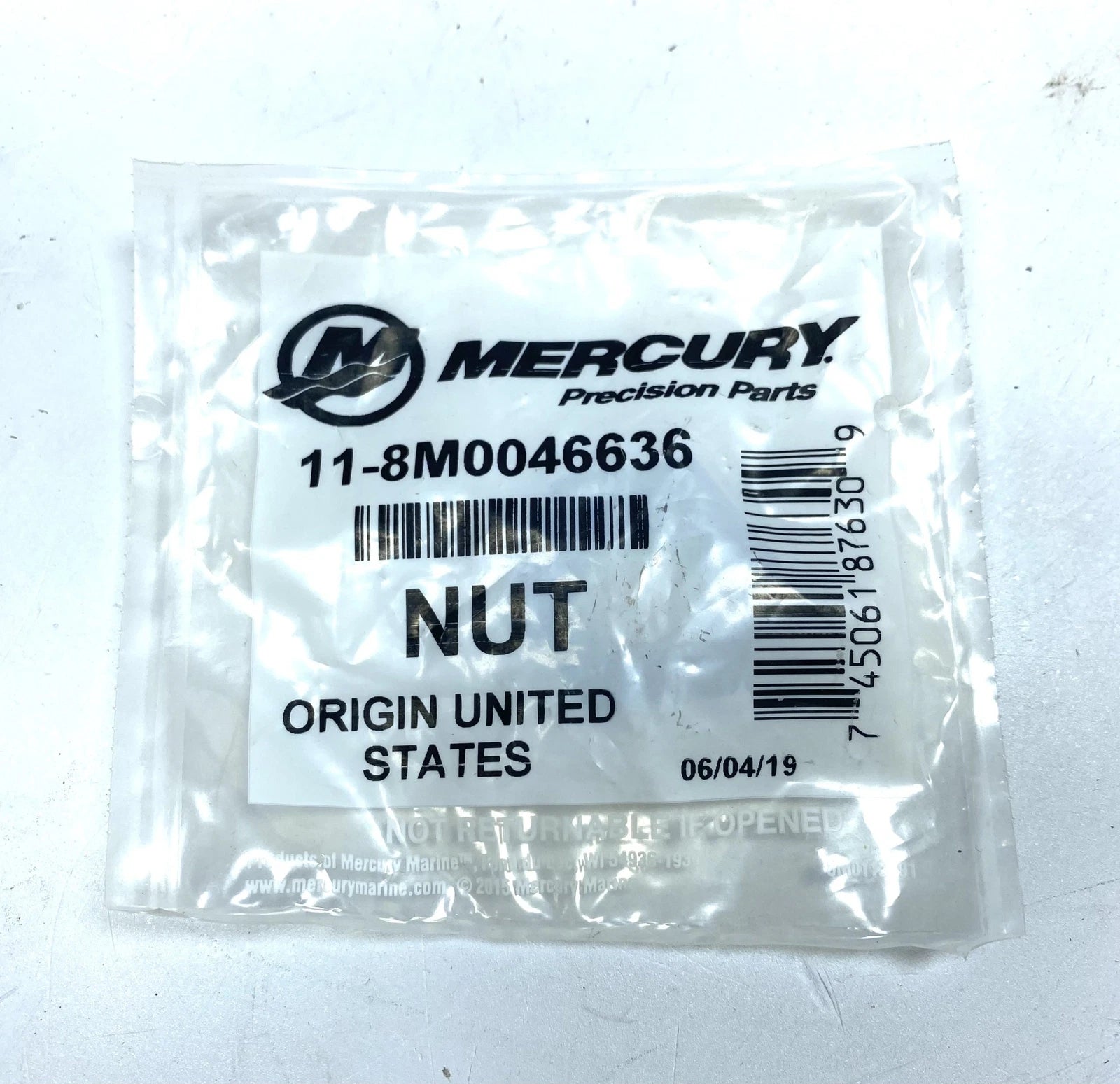 Mercury 11-8M0046636, Outboard Engine Nut, OEM