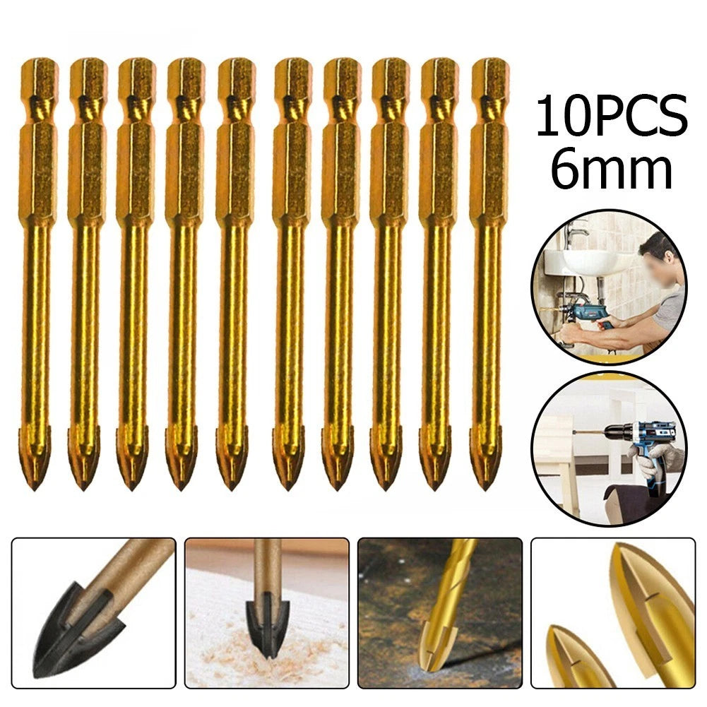 10pcs Tile Drill Bits Set Tools Excellent for Glass