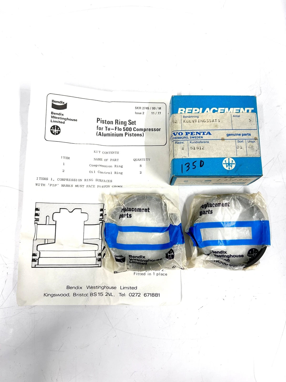 Volvo Penta 328752, Piston Ring Kit, OEM