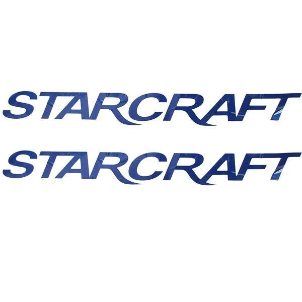 Starcraft Boat Logo Decals - Navy Blue Stickers (pair)