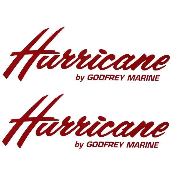 Godfrey Boat Model Decals - Hurricane Red Stickers (pair)