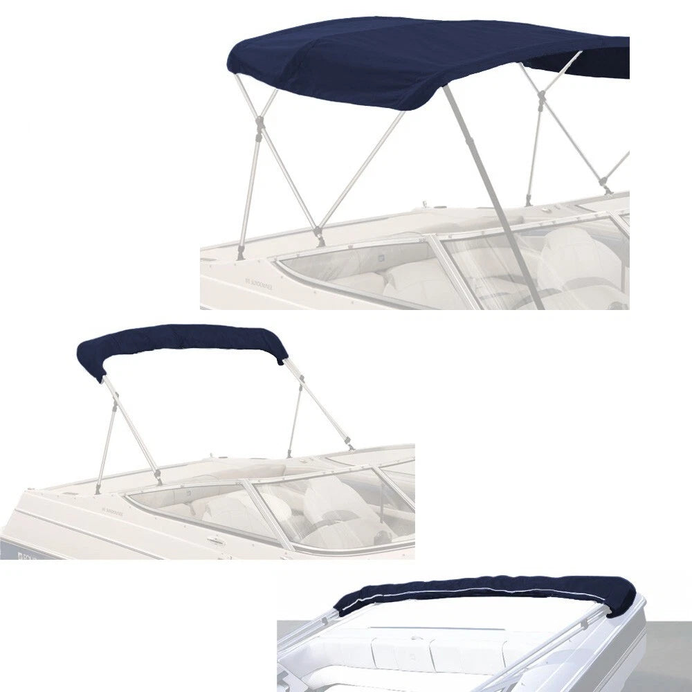 Bimini Top Boat Cover Canvas Fabric Navy with Boot Fits 4 BOW 96"L 61" - 66"W 600D