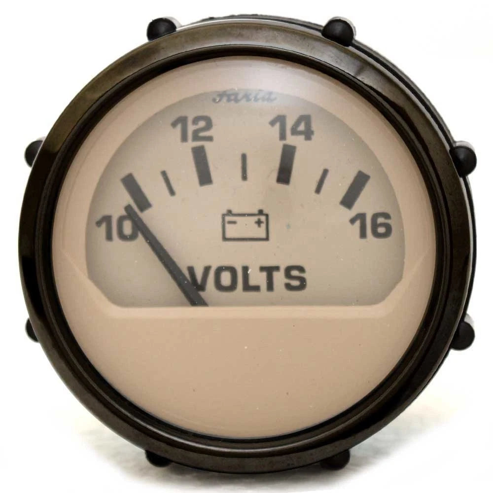 Faria Boat Volt Meter Gauge VP4076A - Euro Beige 2 Inch