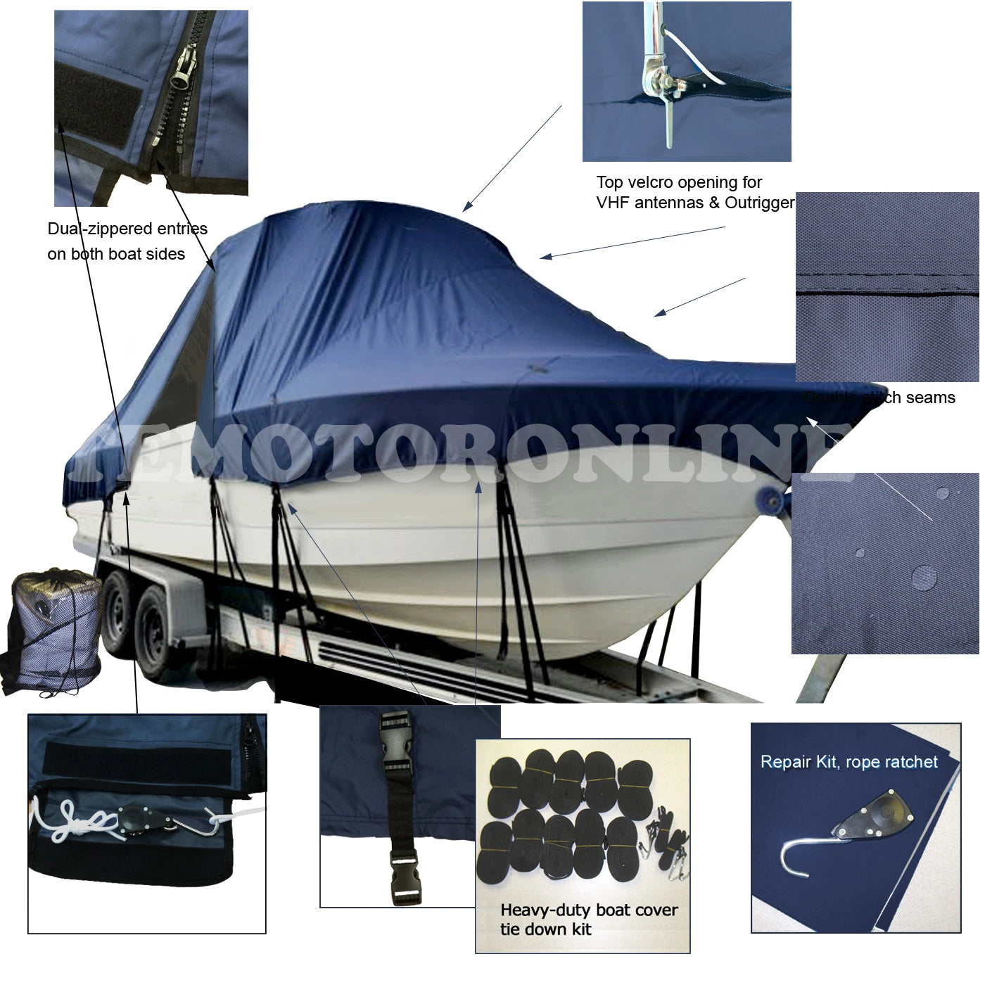Pro-line Proline 24 Sport Center Console T-Top Hard-Top Boat Storage Cover Navy