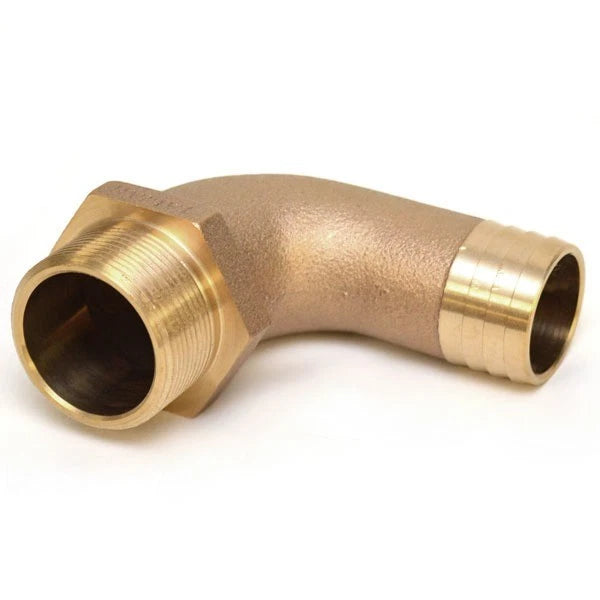 Doral Boat 90 Degree Elbow Fitting - 1 7/8 Threaded 1 1/2 Barbed Brass