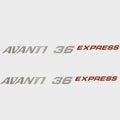 Avanti Boat Model Decal - 36 Express Silver - Red Sticker (pair)