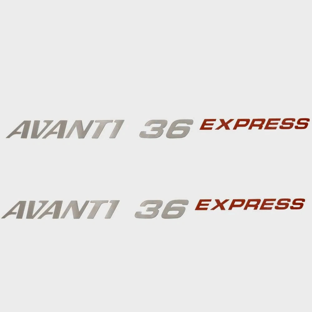 Avanti Boat Model Decal - 36 Express Silver - Red Sticker (pair)