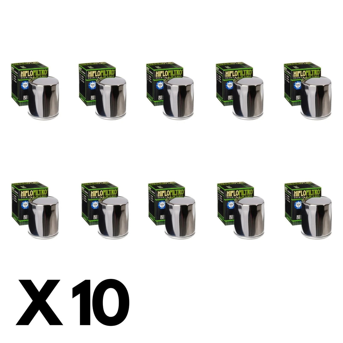 10 Pack Hiflo Chrome Oil Filter for Harley 1450 FLHTC Electra Glide Classic 2001