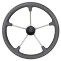 Boat Steering Wheel with Cap - 16 Inch Foam Rubber Grip Stainless Steel