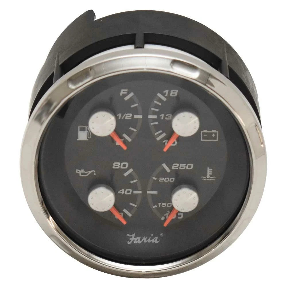 Faria Boat Multifunction Gauge GFC634B - Volt Fuel Oil Temp Black