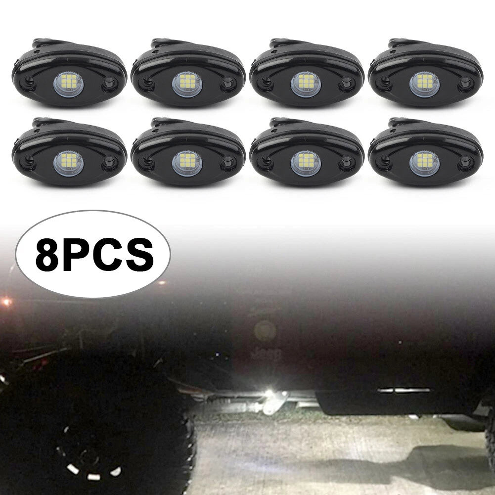 8 Pcs White LED Rock Light for JEEP Truck ATV SUV Trail Rig Bar Lamp