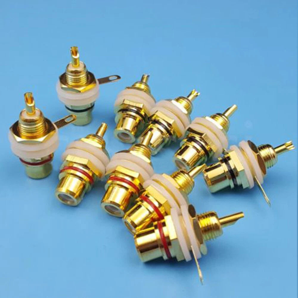 Chassis Phono Connector Set Mount 10pcs Plated Panel Female Jack Socket