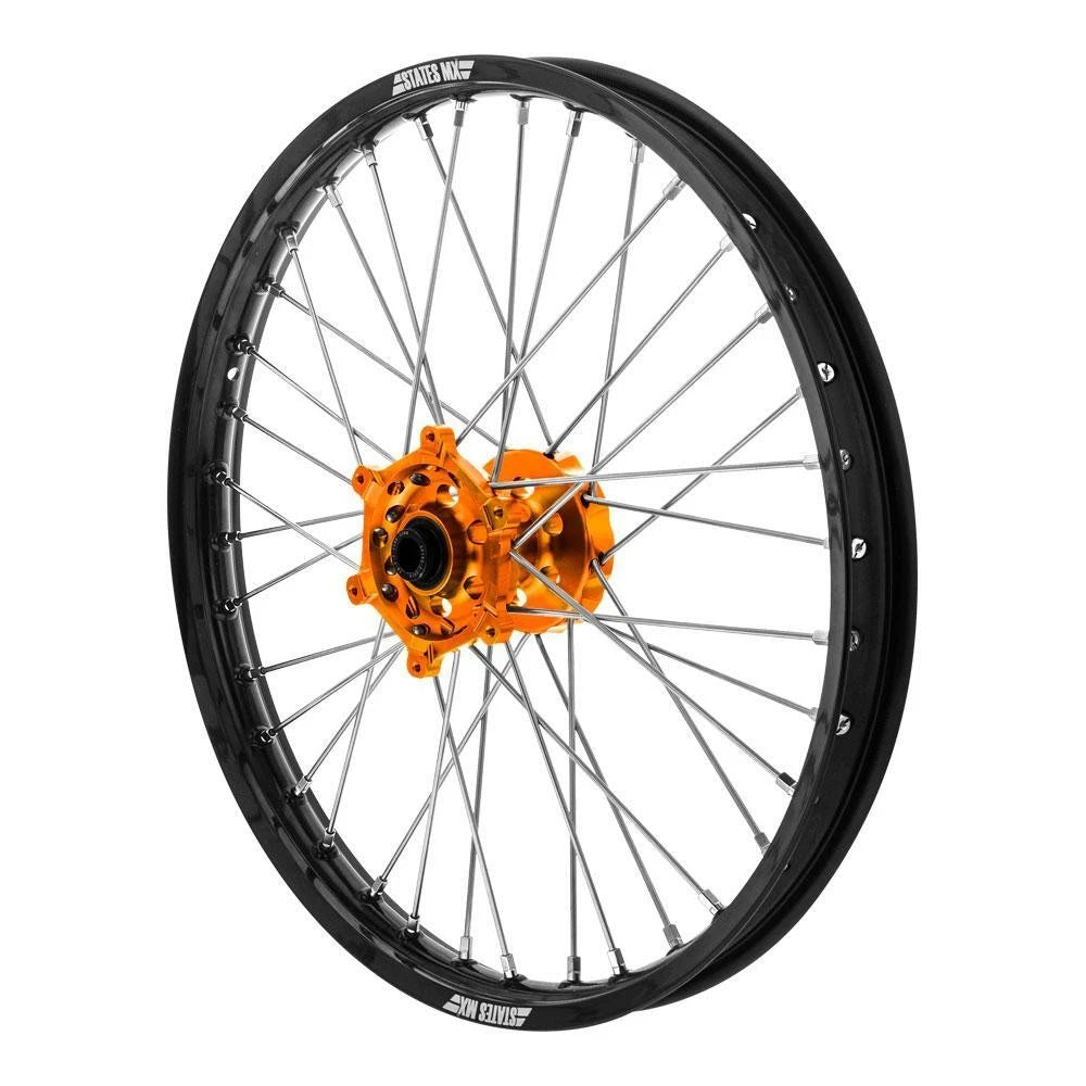 States MX Black/Orange Front Wheel for KTM 500 EXCF 2024 (21x1.6)