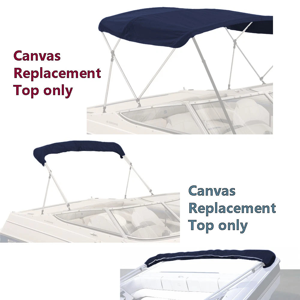 Bimini Top Boat Cover Canvas Fabric Navy with Boot Fits 3 Bow 72"L 73"-78"W Durable