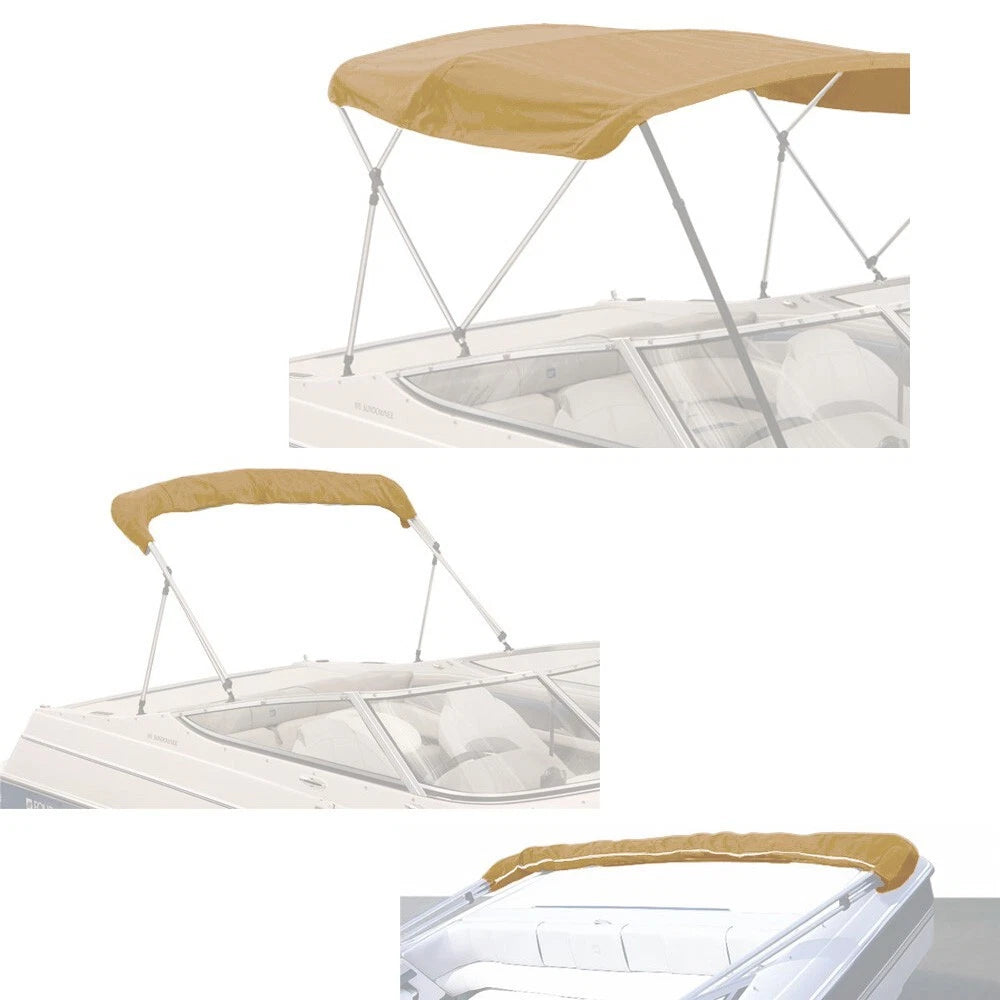 Bimini Top Boat Cover Canvas Fabric Tan with Boot Fits 4BOW 96"L 54"H 61"-66"W Pro