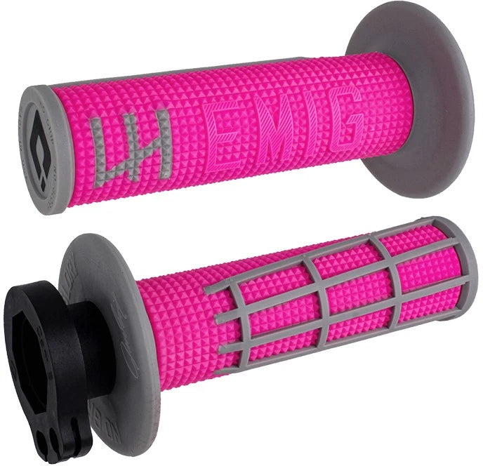 ODI Emig 2.0 V2 Lock-On Grips Pink/Grey for Offroad Motorcycles 2018-2024