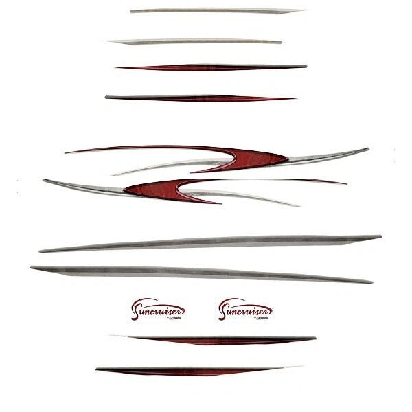Lowe Boat Main Hull Decal 015680 - Suncruiser Red Gray Stickers (kit)