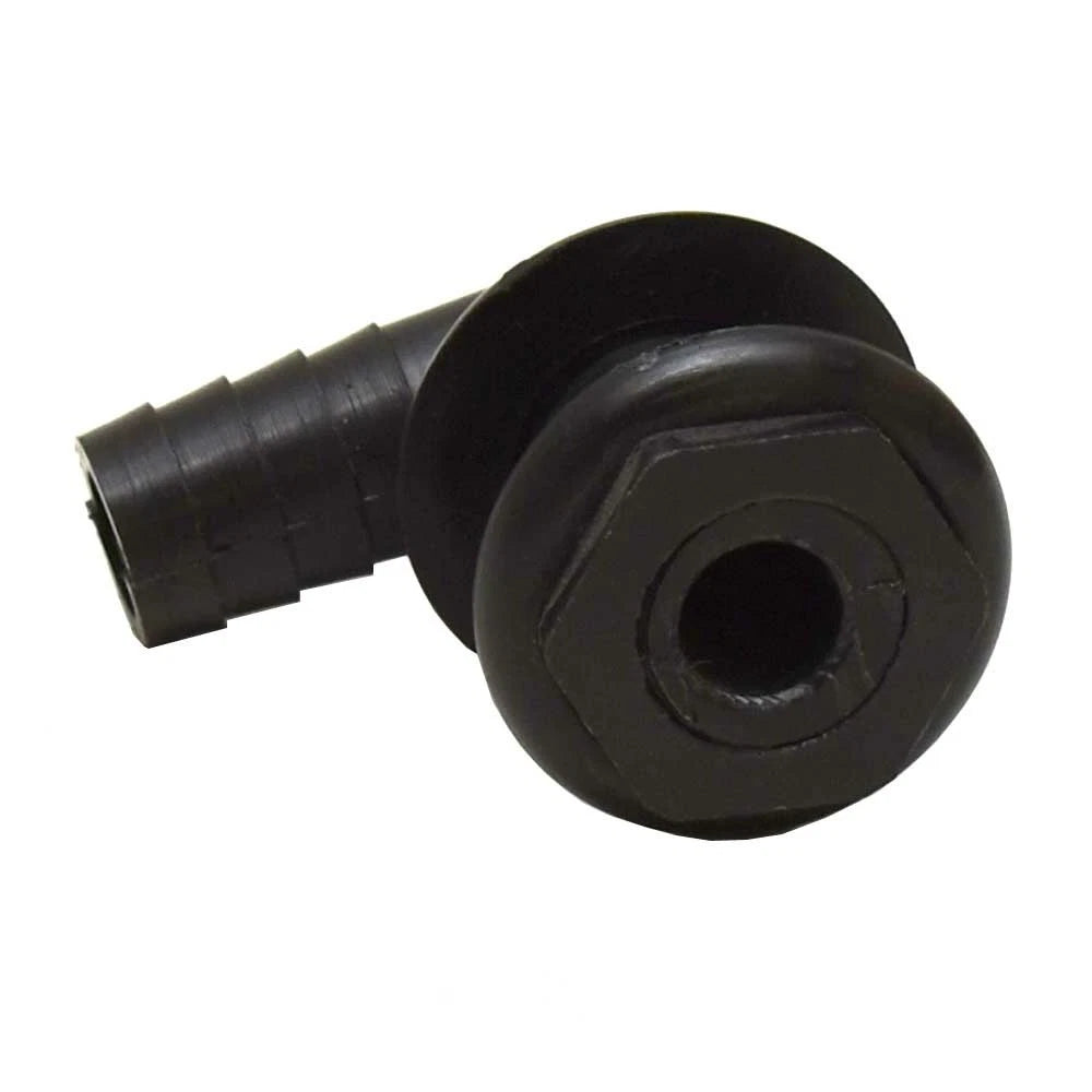 Boat Elbow Thu Hull Connector - 7/8 Inch Black Plastic