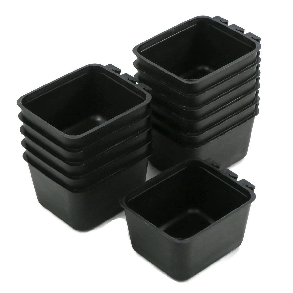 12-Pack - Black Cage Bowls Made of Durable Plastic for Farm Animals and Pets