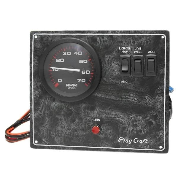PlayCraft Pontoon Boat Gauge Switch Panel - 8 3/8 X 7 1/8 Inch Gray