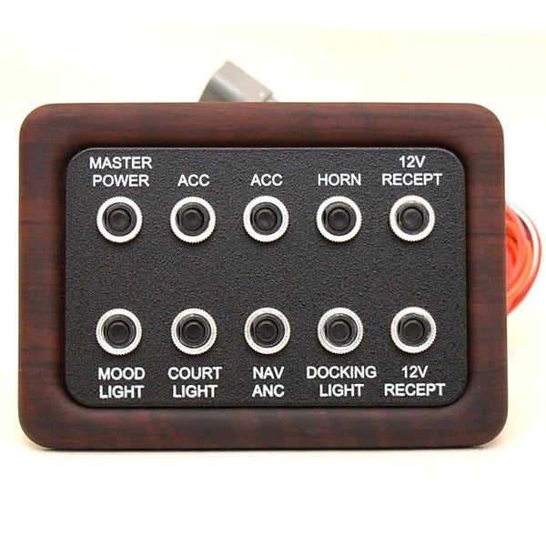 South Bay Pontoon Boat Breaker Switch Panel - Push Button Woodgrain