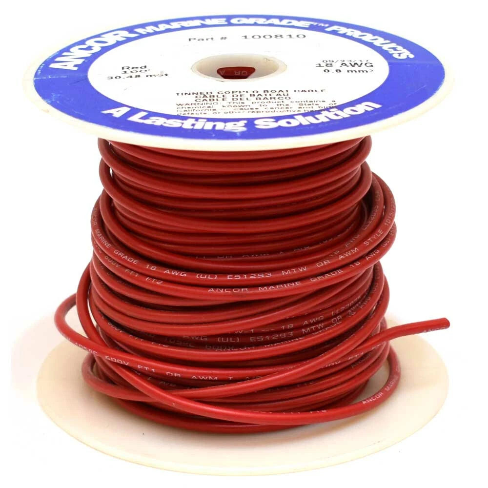 Ancor Boat Marine Wire 100810 - 18 AWG 100 Foot Tinned Copper