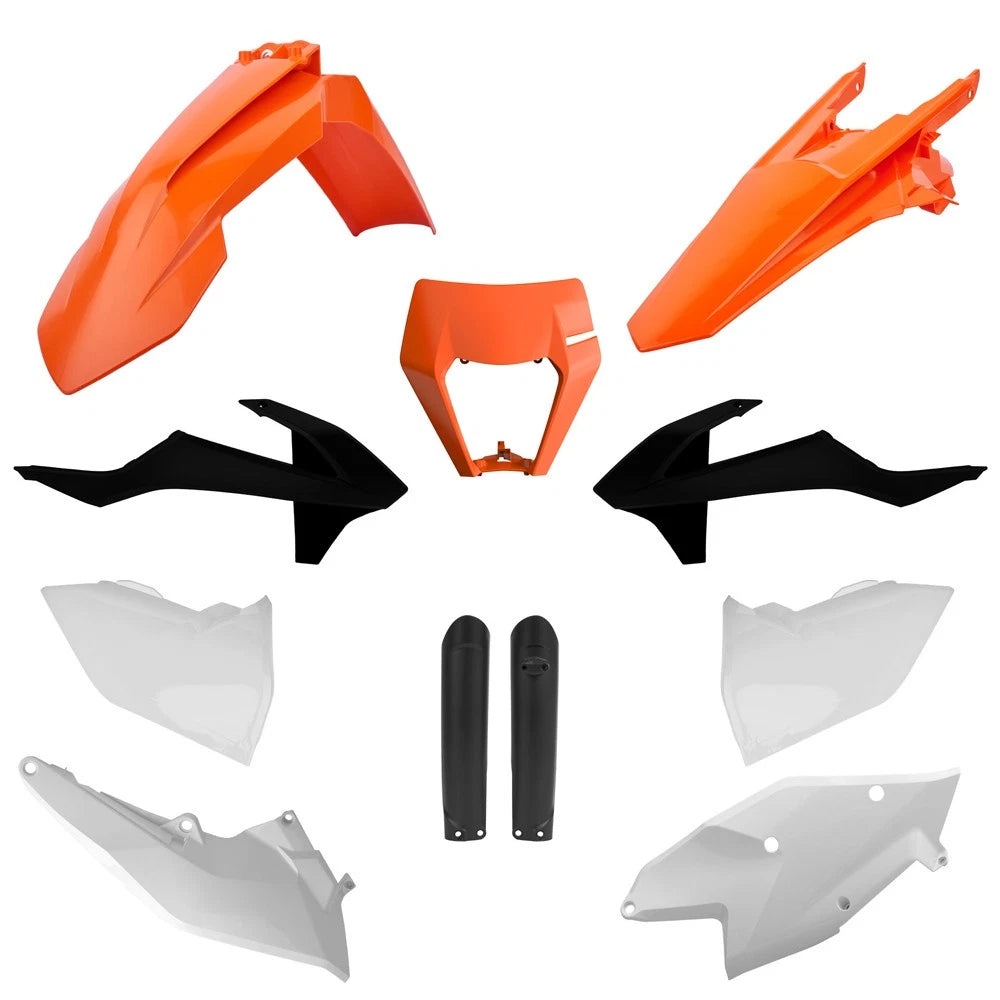 POLISPORT PLASTIC KIT + FORK GUARDS/MASK KTM EXC/EXC-F 2017-2019, OEM18