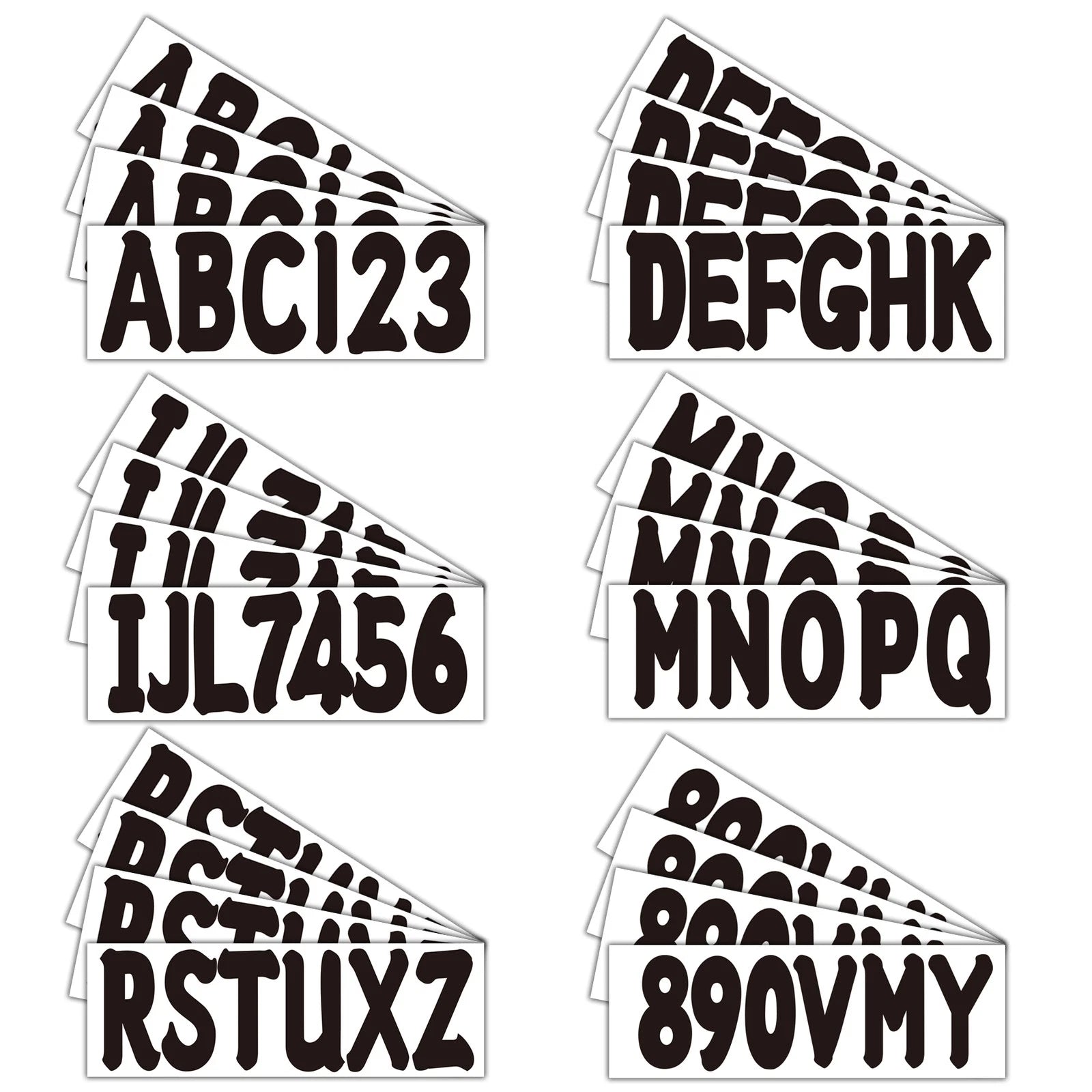 Black Boat Registration Numbers & Letters 4Pack Custom 3" Boat Decal Stickers