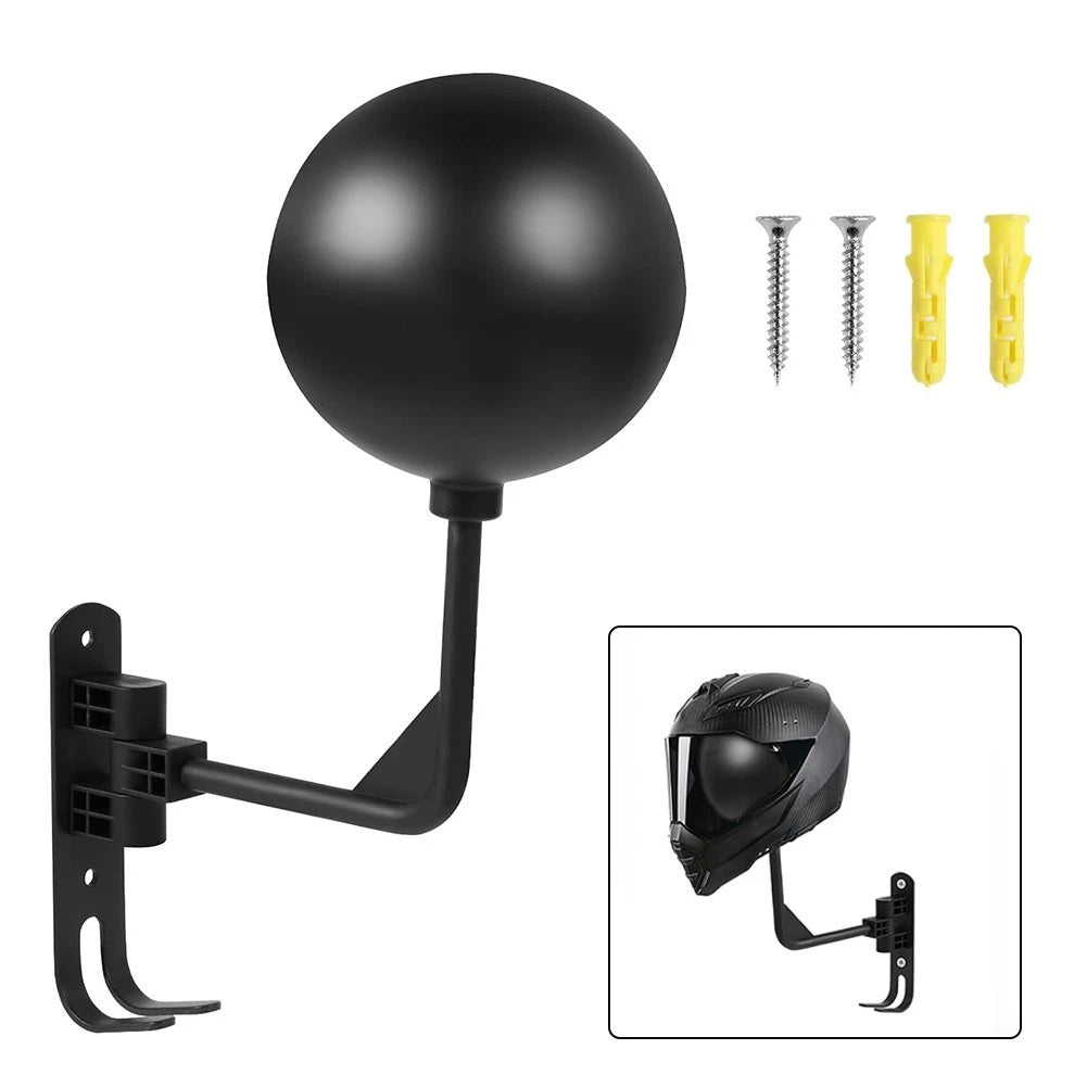 180 Degree Rotating Motorcycle Helmet Wall Mount with Practical Storage