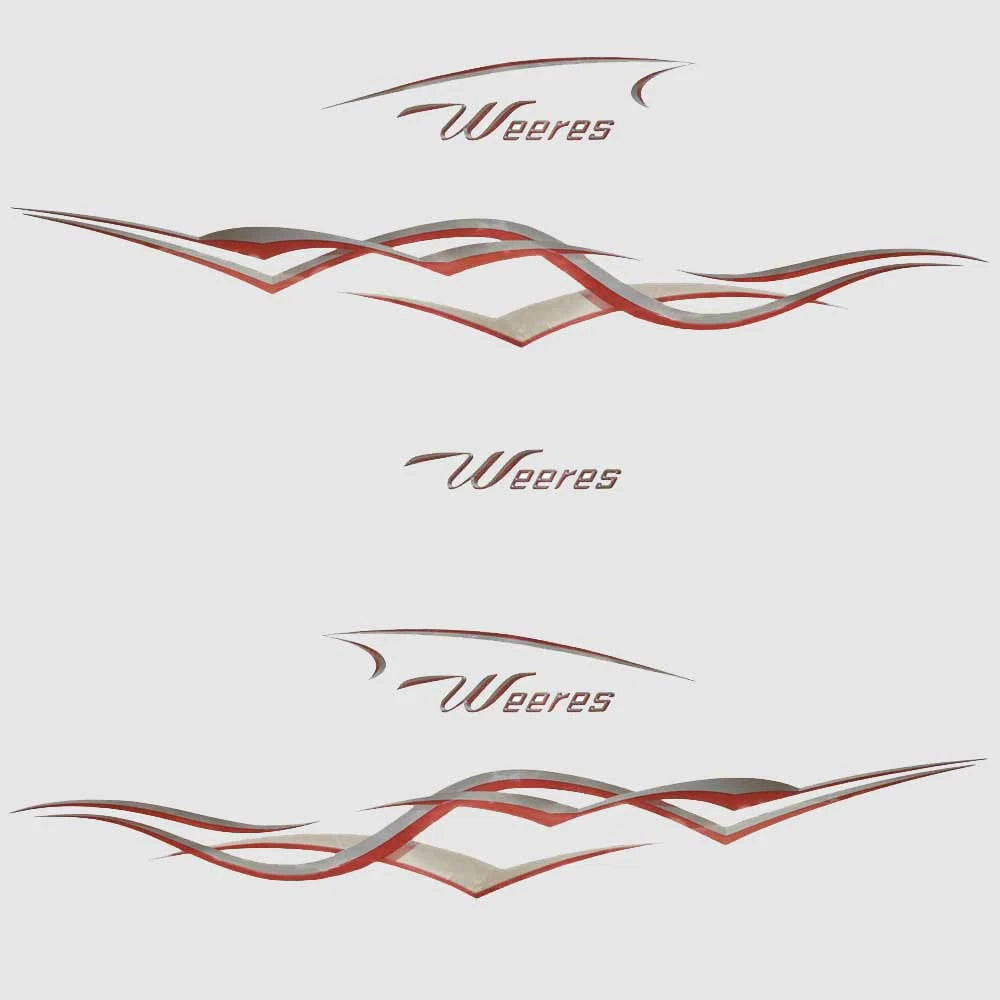 Weeres Pontoon Boat Graphic Decal Kit W1TAPE418 - Red Pewter (7PC)