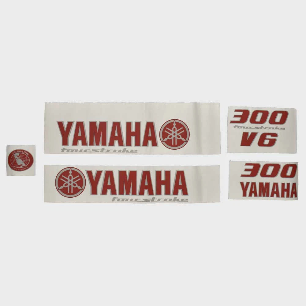 Yamaha Boat Cowling Decals 14.01888 - 300 V6 Red Stickers (kit)