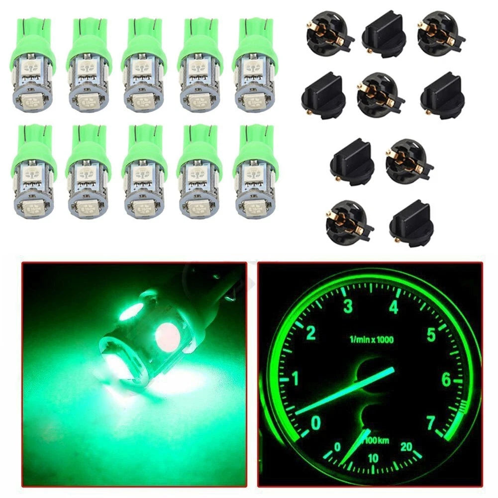 10 Green 194 LED Bulbs Instrument Panel Gauge Cluster for DASH Light Socket
