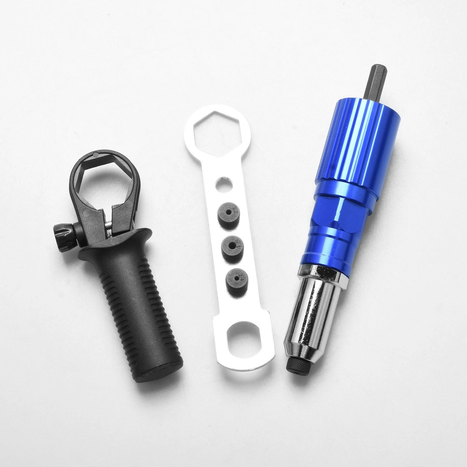 Pop Rivet Tool Electric Drill Rivet Gun Adapter 1/4 Hex 4 Sizes 3/32-3/16 Kit