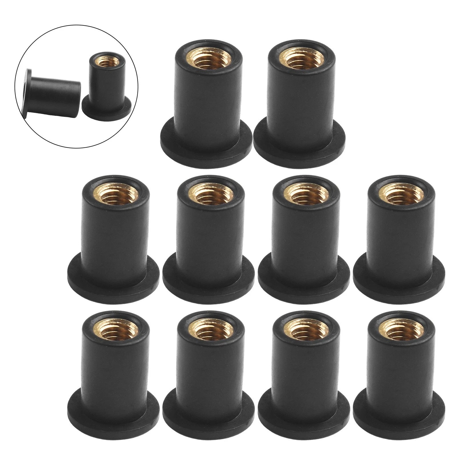 Nut Vibration Damper Windshield 10Pcs Motorcycle Panel Mounting Rubber