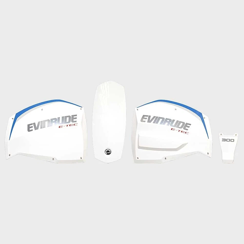 BRP Evinrude Boat Cowling Set - E-TEC H.O. 300 HP White Silver (4PC)