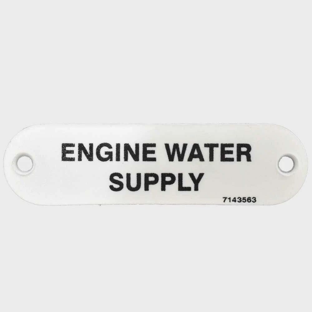 Marquis Boat Label Tag 7143563 - Engine Water Supply White Plastic