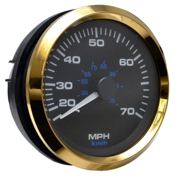 Teleflex Boat Speedometer 100250 - Premier Pro 70 MPH 3 1/4 Inch Gold