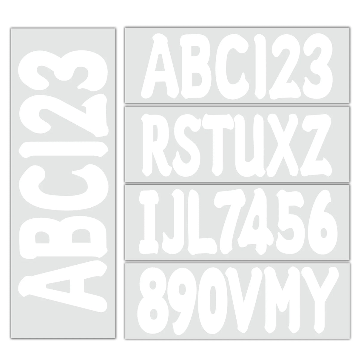 Boat Registration Identification Numbers Sticker Decals 4Sets of A-Z & 0-9 White