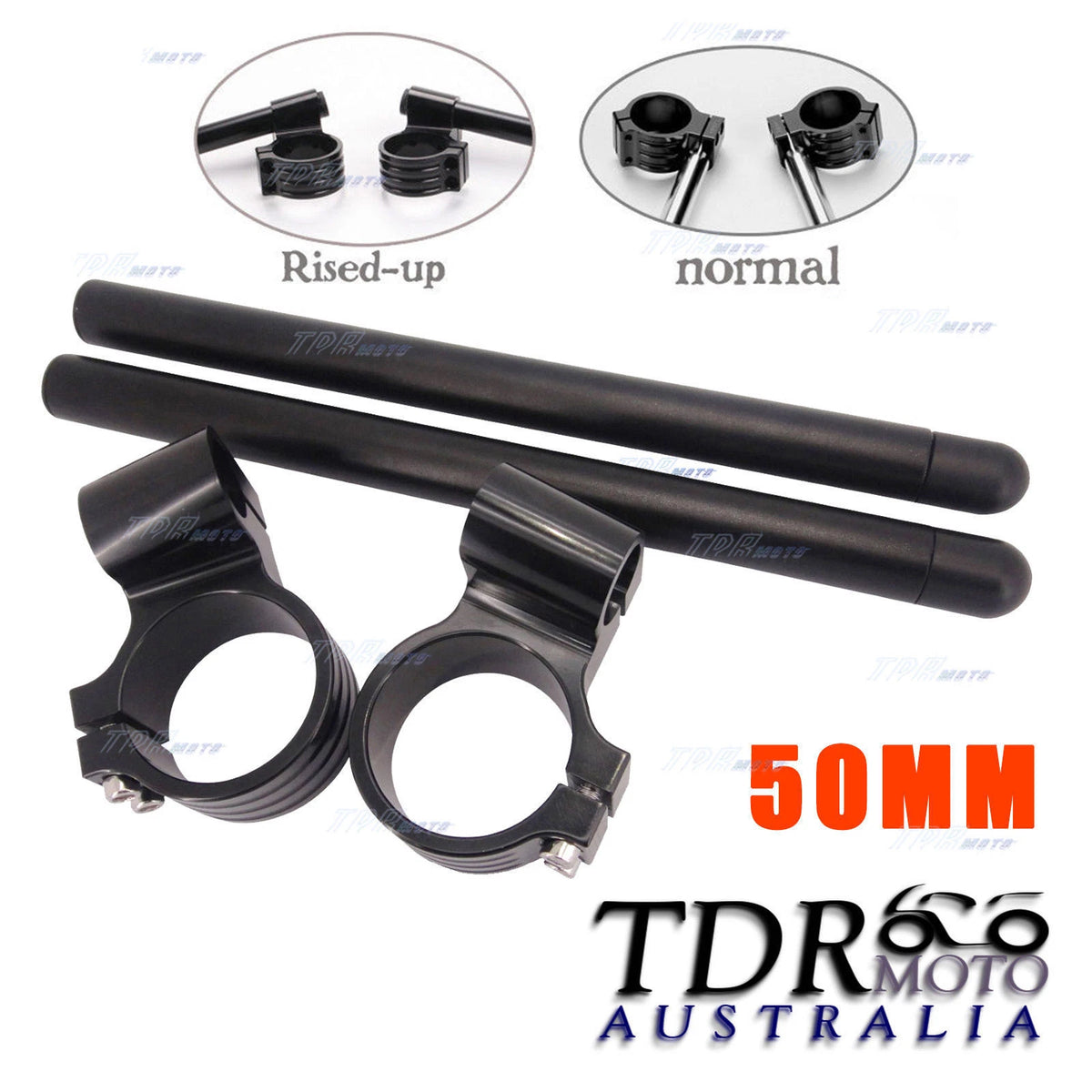 Black 50mm Raised Clip Ons CNC Handlebars for SUZUKI GSXR1000 2001-2010