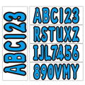 Custom Boat Registration Numbers Letters Decals 4 Sets of A-Z & 0-9 Blue