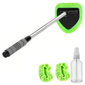 Extended Reach Window Cleaner Tool with Dual Fabric Covers for All Vehicles