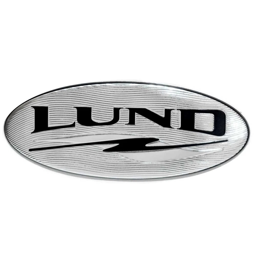 Lund Boat Seat Emblem Logo 1988351 - Iron on 5 X 2 Inch Silver Black