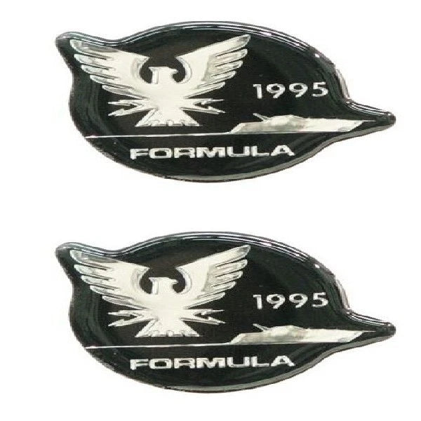Formula Boat Raised Decals - 1995 Black Silver 2 1/2 X 2 Inch (pair)