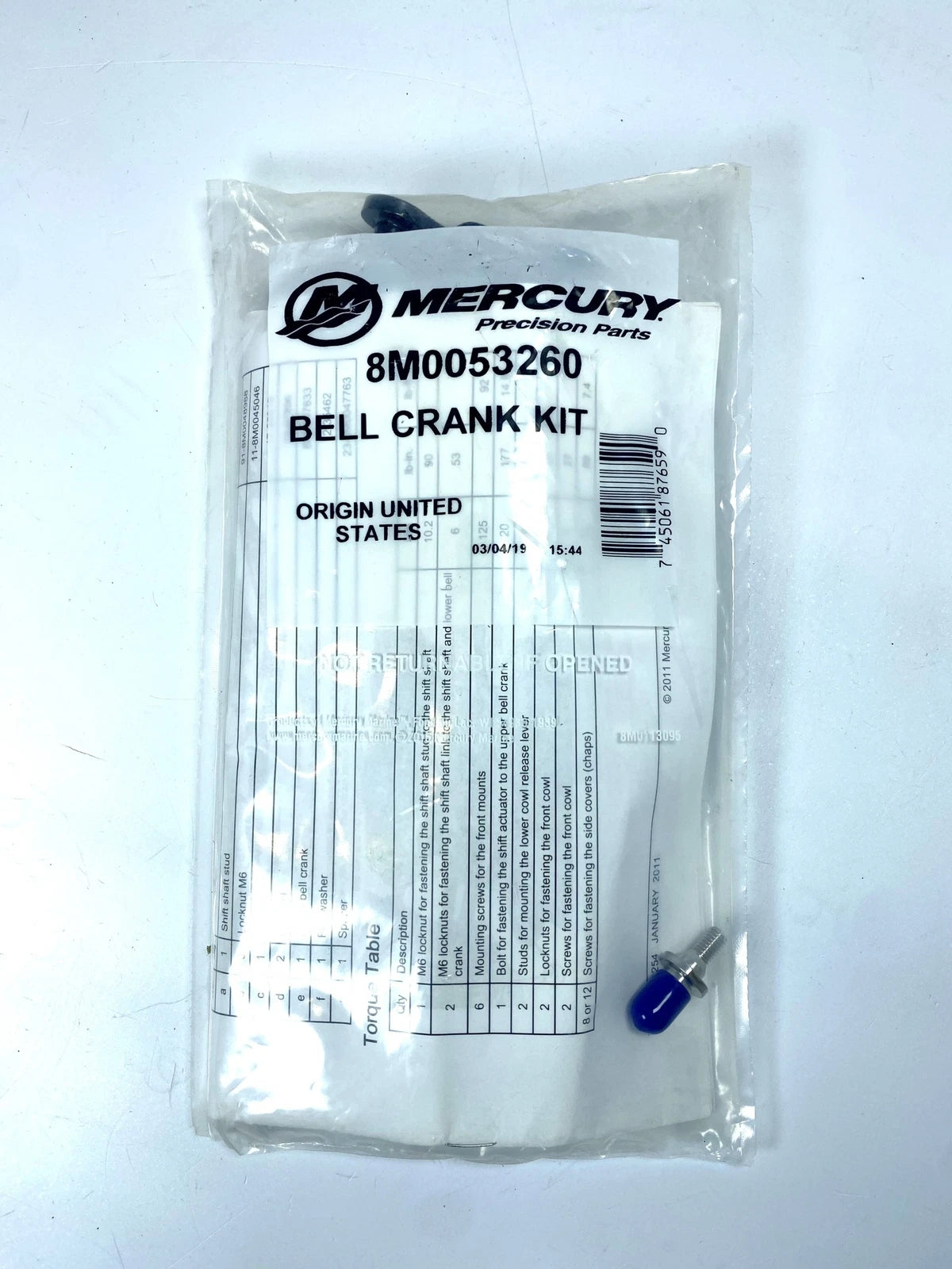 Mercury 8M0053260, Marine Engine Bell Crank Kit, OEM