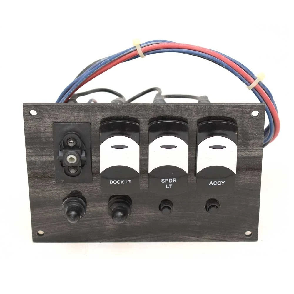Sailfish Boat Switch Panel - 6 X 4 Inch Black Gray Woodgrain