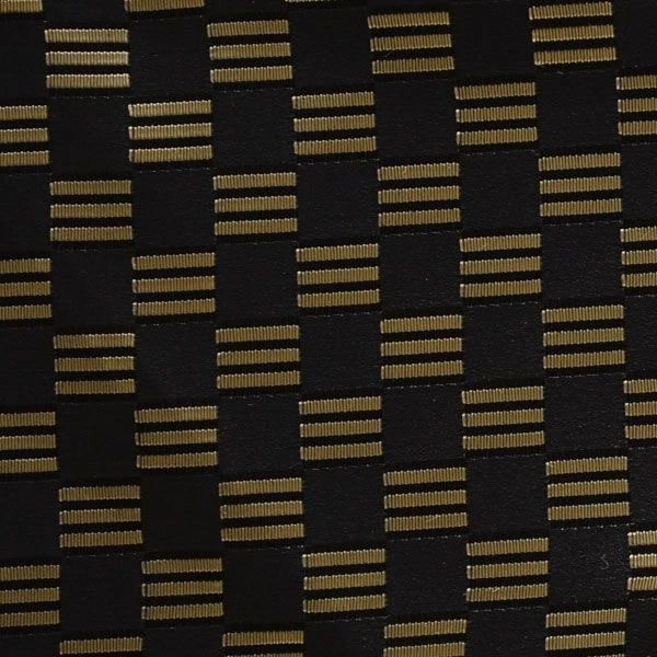 Larson Boat Fabric - Checkered Woven Black - Gold 54 Inch (YD)