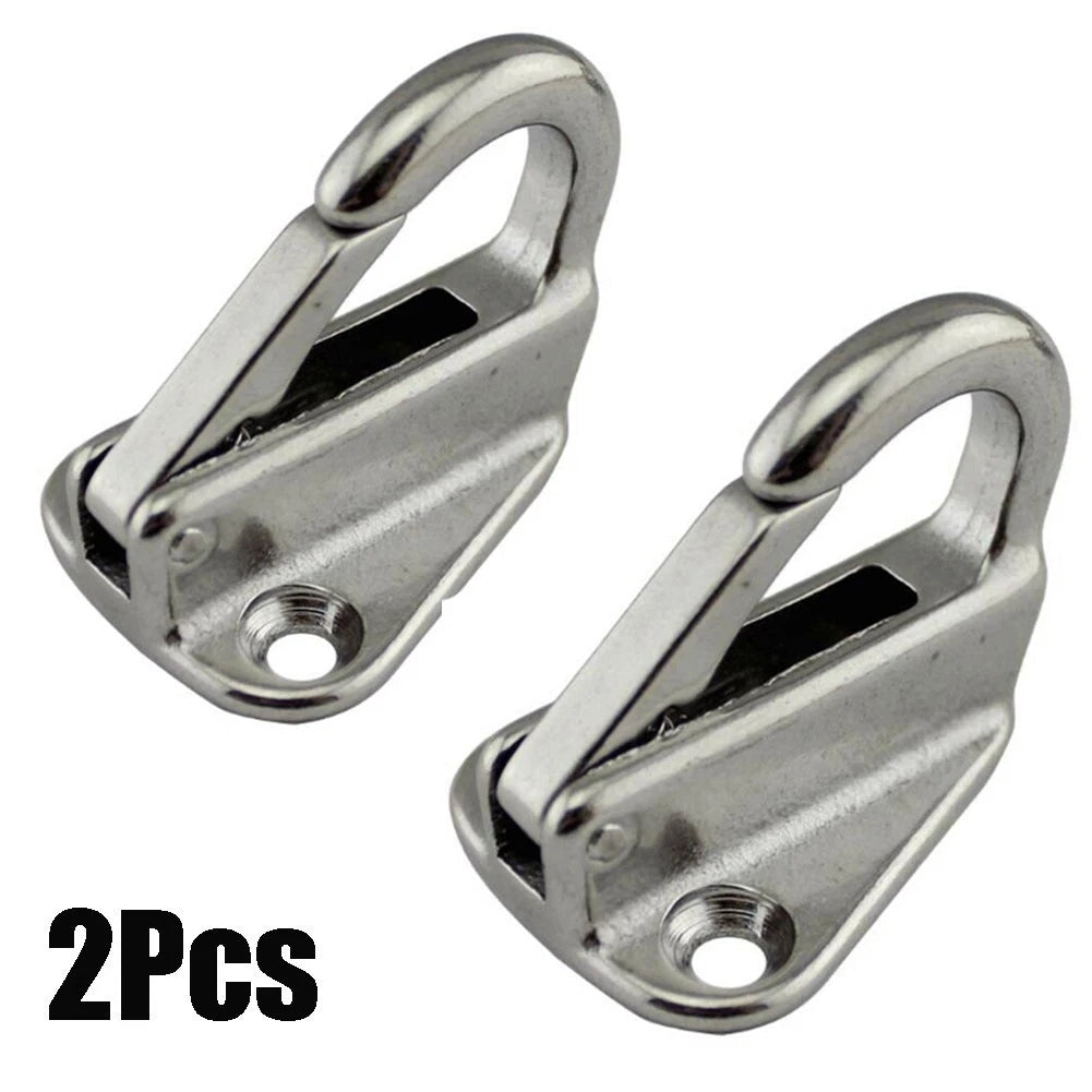 2x Marine 316 Stainless Steel Spring Coat Hook Fender Boat Hardware Silver