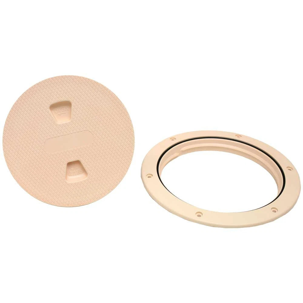 Beckson Boat Screw Out Deck Plate DP64-36 - 6 1/2 Inch Beige